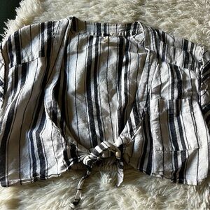 Free People striped crop tie-front top